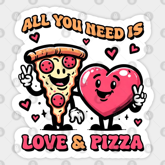 All You Need Is Love and Pizza Sticker by MZeeDesigns